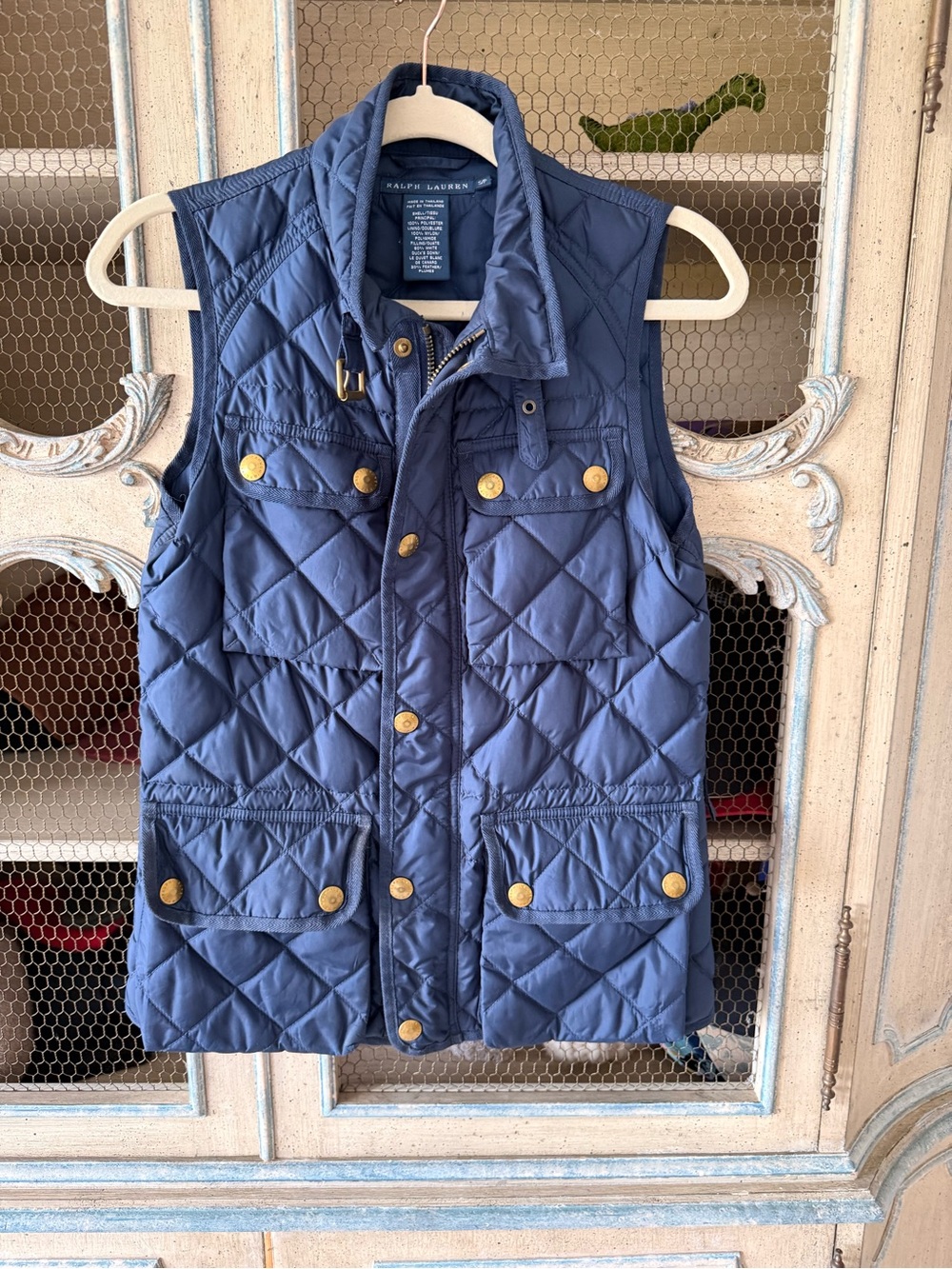 Ralph Lauren Dark Navy Quilted Vest with Stand Collar